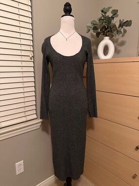 H&M Charcoal Scoop Neck Maxi Bodycon Dress